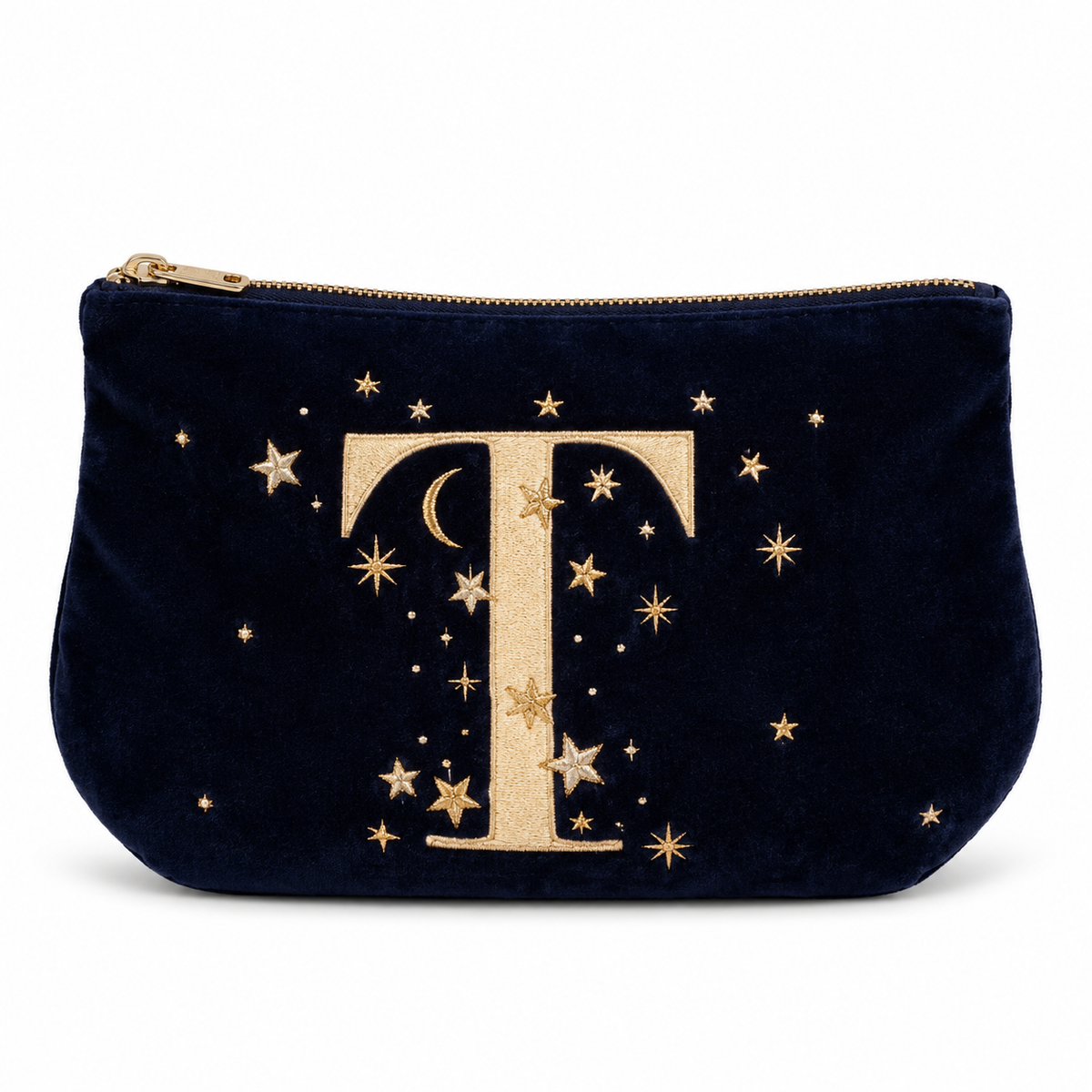 Elizabeth Scarlett Starry Sky Alphabet Navy Everyday Pouch – Letter T