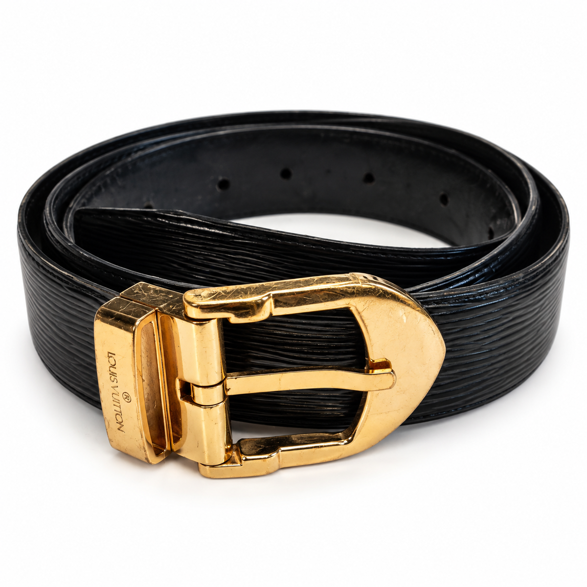 Louis Vuitton Epi Noir Ceinture Classique Belt – Black with Gold-Tone Buckle (M6832)