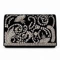 Black Velvet Crystal-Embellished Evening Clutch