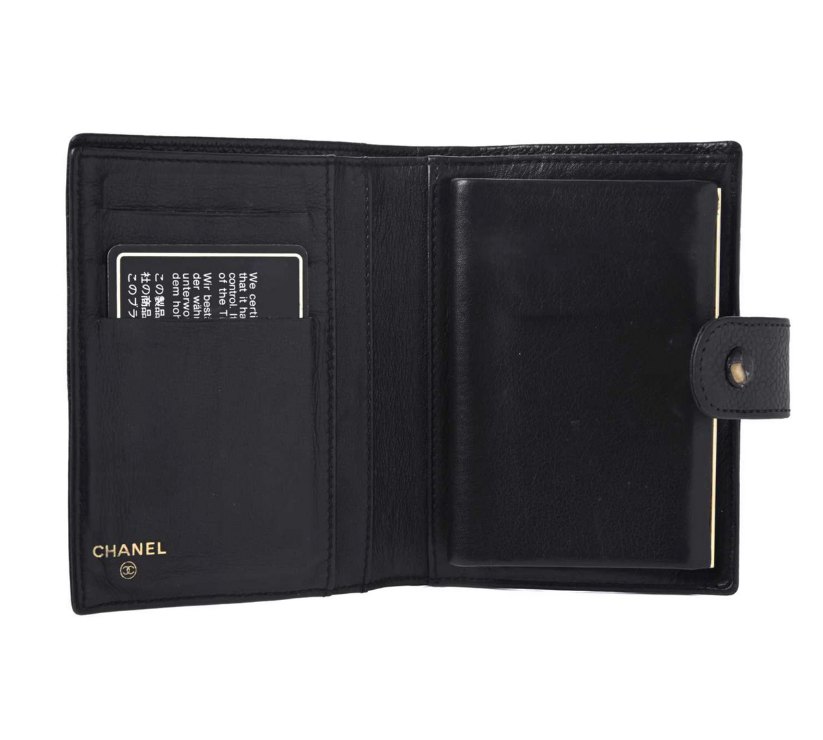 Chanel Vintage Black Caviar Leather Oversized CC Bifold Wallet